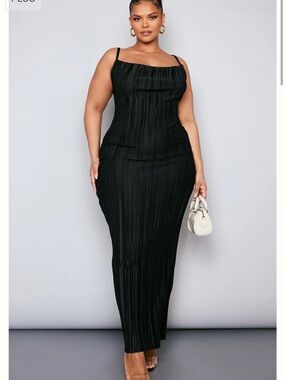 PrettyLittleThing | Dresses | Prettylittlething Black Slinky Lace Trim  Split Detail Maxi Dress | Poshmark